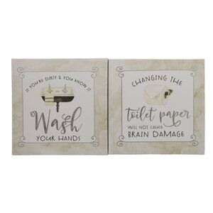 Bathroom Canvas Art Set of 2 Humorous Childs Bathroom Hand Wash